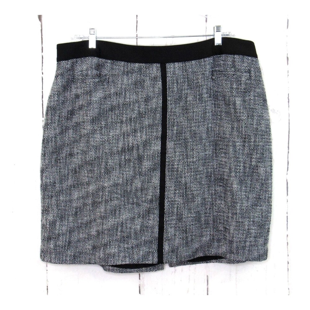 Talbots Women's Tweed Pencil Skirt Size 20WP Black White Lined Zip Knee Length